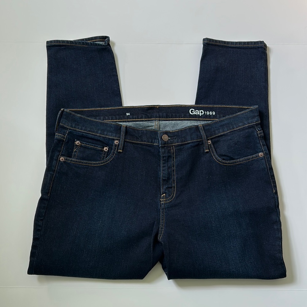 Gap 1969 Girlfriend Easy Dark Wash Jeans Sz 34 (20)